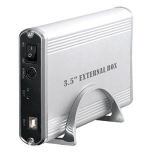 BOX ESTERNO PER HDD 3,5" -interno ide + SATA- -esterno Usb 2.0- IN ALLUMINIO CON ALIM ESTERNO