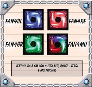 VENTOLA AGGIUNTIVA PER CASE LUMINOSA 4 COLORI, 80X80X25 MM