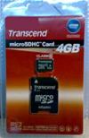 MICRO SECURE DIGITAL CARD TRANSCEND 4GB CLASSE2 HC