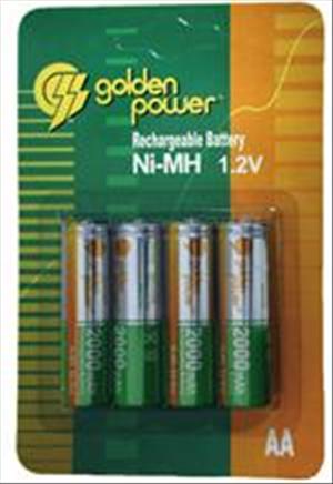 BATTERIE RICARICABILI AL NI-MH DA 1,2V-2000MA, TIPO AA, CONF.BLISTER DA 4 PZ.