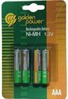 BATTERIE RICARICABILI AL NI-MH DA 1,2V- 750MA, TIPO AAA  , CONF.BLISTER DA 4 PZ.