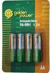 BATTERIE RICARICABILI AL NI-MH DA 1,2V-2000MA, TIPO AA, CONF.BLISTER DA 4 PZ.