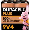 BATTERIE Alcaline Duracell - Plus 9V onfezione da 4, 6LR61 MX1604