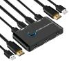 SWITCH KVM 4K@60Hz 2 porte, Commutatore HDMI USB per 1 monitor 2 PCs, condivisione di mouse, tastiera, Ultra HD, inclusi 2 cavi HDMI e 2 cavi USB
