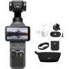 FOTOCAMERA DJI Osmo Pocket 4 Combo Essential, fotocamera stabilizzata tascabile per vlog, CMOS da 1? e 4K/240fps, 107 GB di memoria integrata (Supporto Tracolla+ Spina di ricarica)