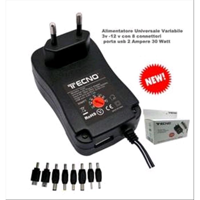 Alimentatore Universale 1000mA Con 6 Connettori, Tensione Regolabile Da 3 A 12V Per Telefoni, Radio E Hard Disk
