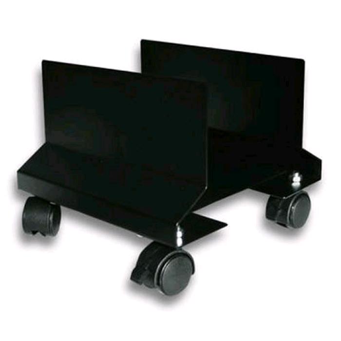 Carrello Porta Pc in METALLO DI COLORE NERO CON RUOTE Dimensioni: base 30  cm, larghezza regolabile tra 11,5 e 18,5 cm